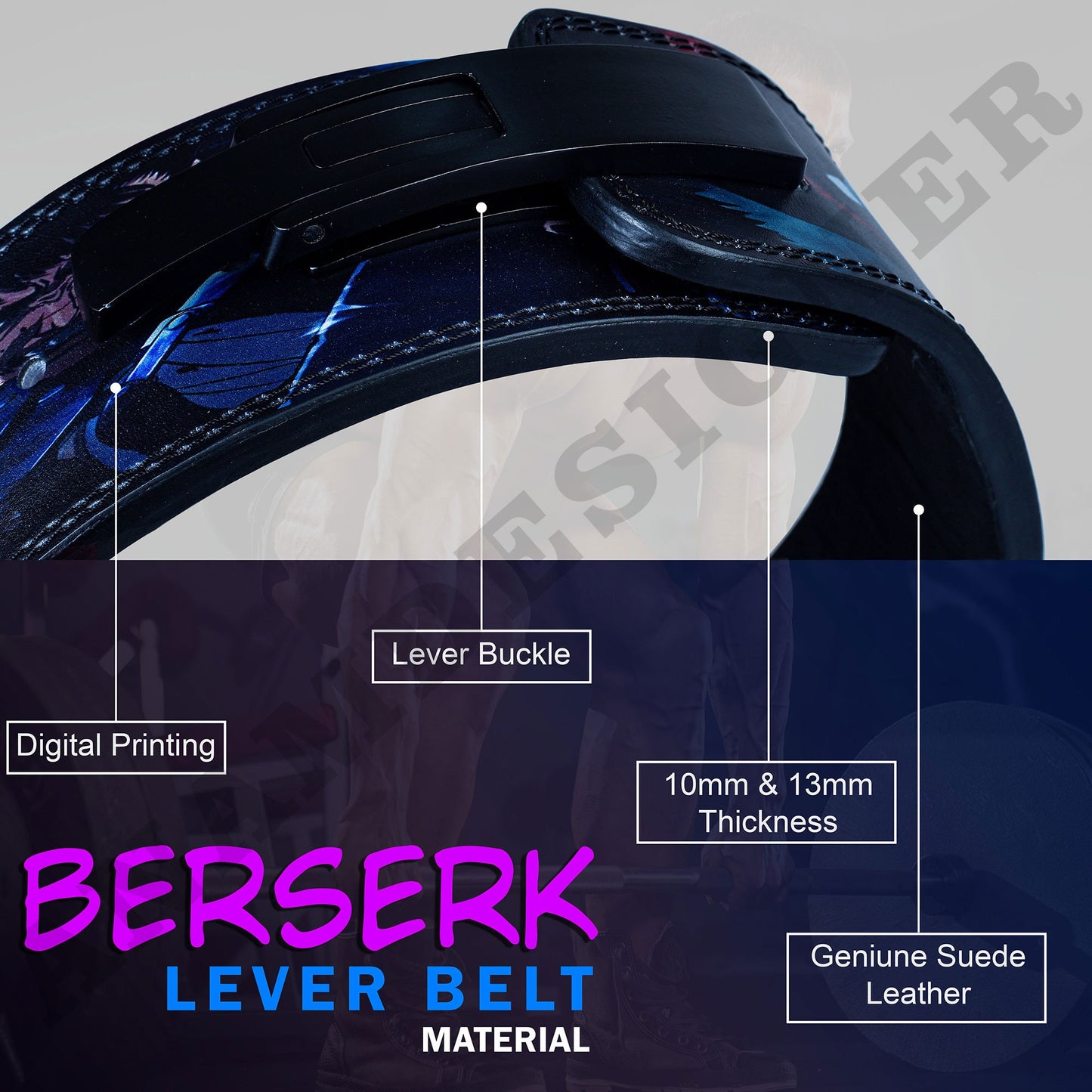 Berserk Anime Weightlifting Belt , Powerlifting lever belt , Anime berserk Leather belt , Bodybuilding Power belt , Deadlifting lever belt