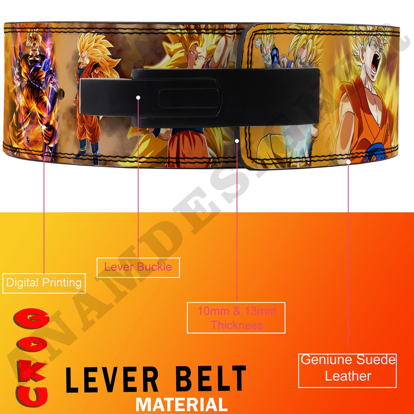 Dragon Ball Z Anime Lever Belt | Powerlifting belt | DBZ Lever Lifting belt Anime Vegeta Gym Belt | Goku Weightlifting belt| Goku Lever Belt